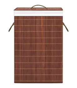 Wasmand met 2 vakken 72 L bamboe bruin Manden En Bakken