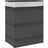 Hot Wasmand met deksel 46x33x60 cm poly rattan grijs Manden En Bakken
