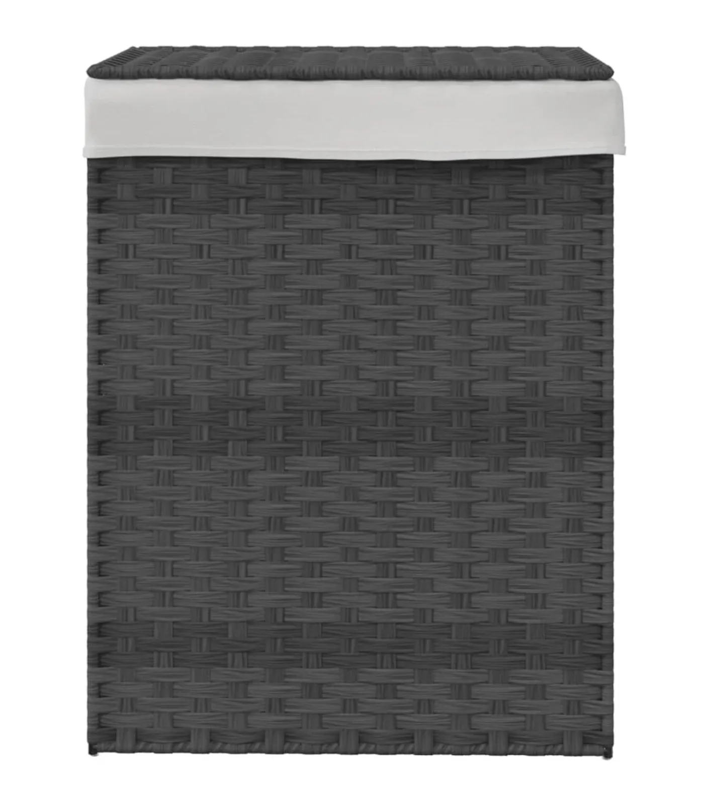 Hot Wasmand met deksel 46x33x60 cm poly rattan grijs Manden En Bakken