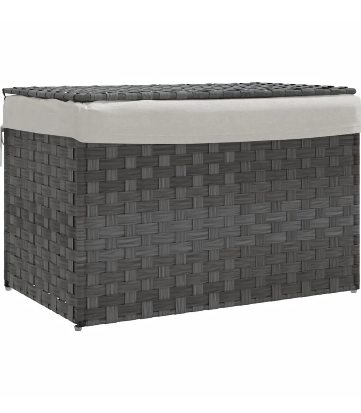 Discount Wasmand met deksel 55,5x35x34 cm poly rattan grijs Manden En Bakken