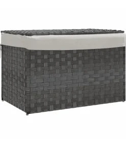 Discount Wasmand met deksel 55,5x35x34 cm poly rattan grijs Manden En Bakken