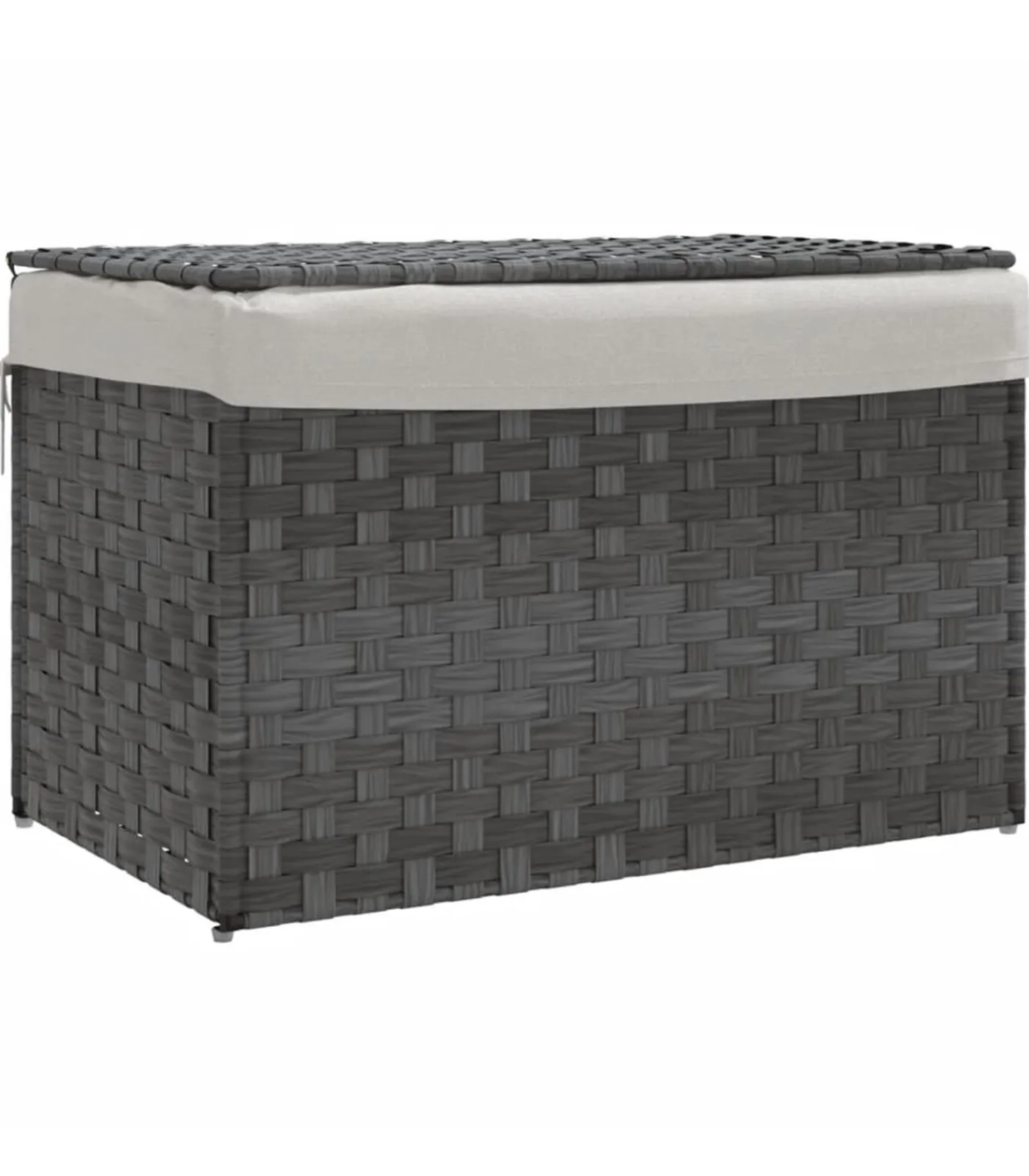 Discount Wasmand met deksel 55,5x35x34 cm poly rattan grijs Manden En Bakken