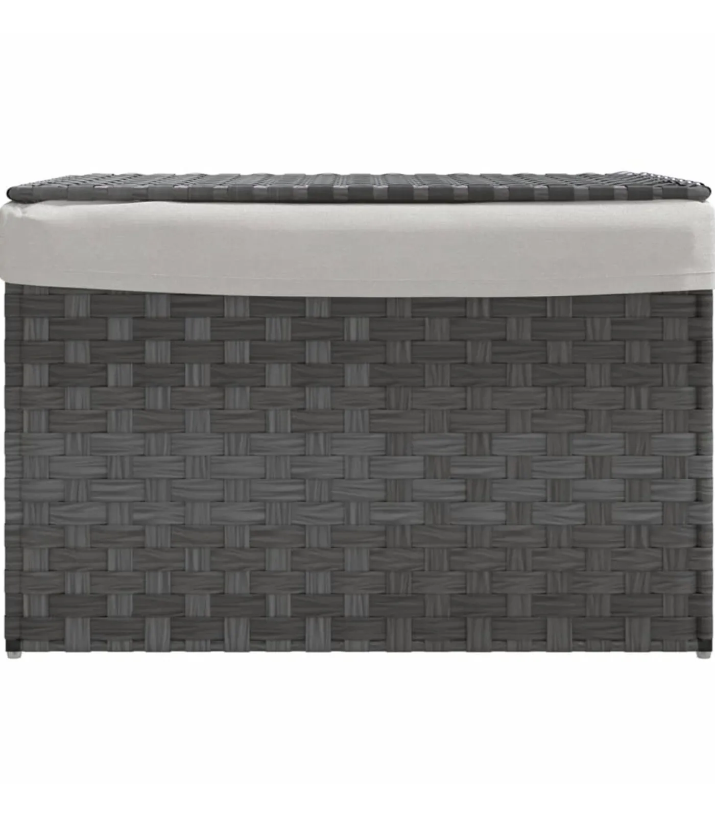 Discount Wasmand met deksel 55,5x35x34 cm poly rattan grijs Manden En Bakken