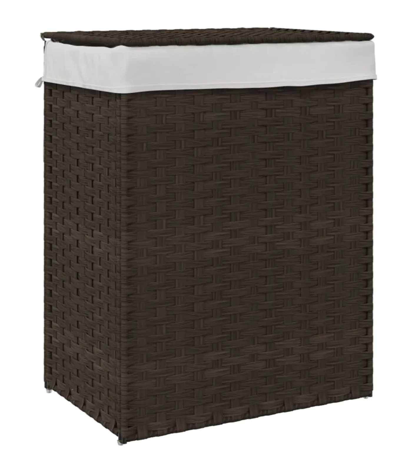 vidaXL Wasmand met deksel 46x33x60 cm poly rattan donkerbruin
