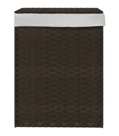 vidaXL Wasmand met deksel 46x33x60 cm poly rattan donkerbruin