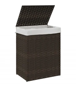 vidaXL Wasmand met deksel 46x33x60 cm poly rattan donkerbruin