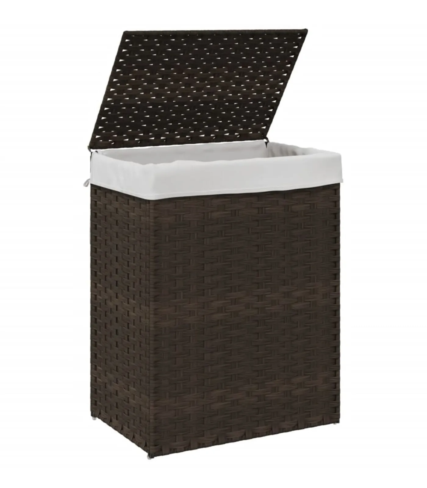 vidaXL Wasmand met deksel 46x33x60 cm poly rattan donkerbruin