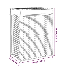 vidaXL Wasmand met deksel 46x33x60 cm poly rattan donkerbruin