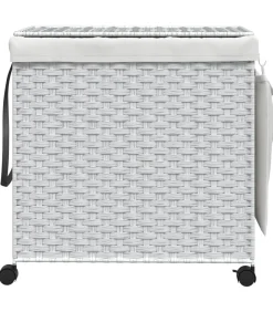 vidaXL Wasmand op wielen 60x35x60,5 cm rattan wit