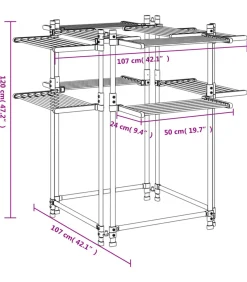 vidaXL Wasrek 107x107x120 cm aluminium