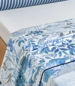 Sanderson WATER GARDEN Bleu - Laken Satijn katoen