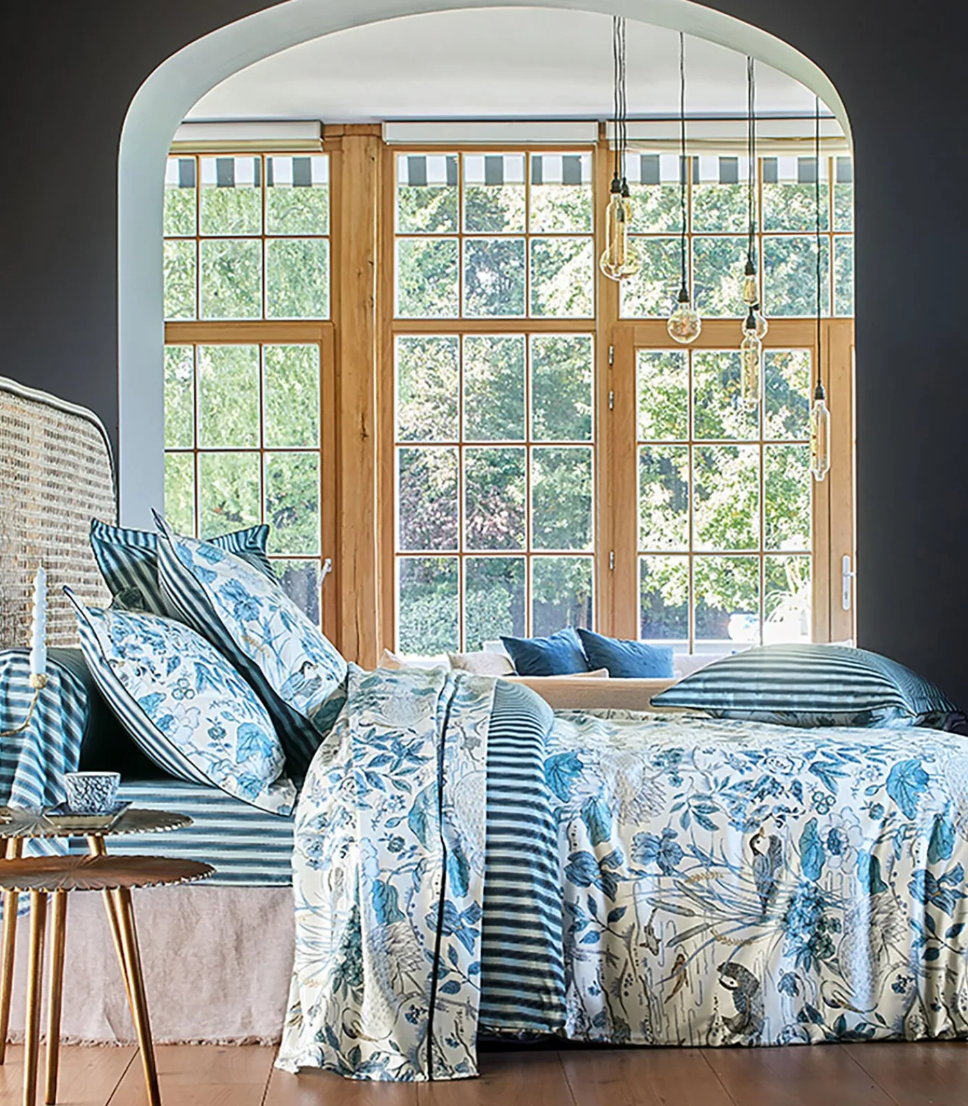 Sanderson WATER GARDEN Bleu - Laken Satijn katoen