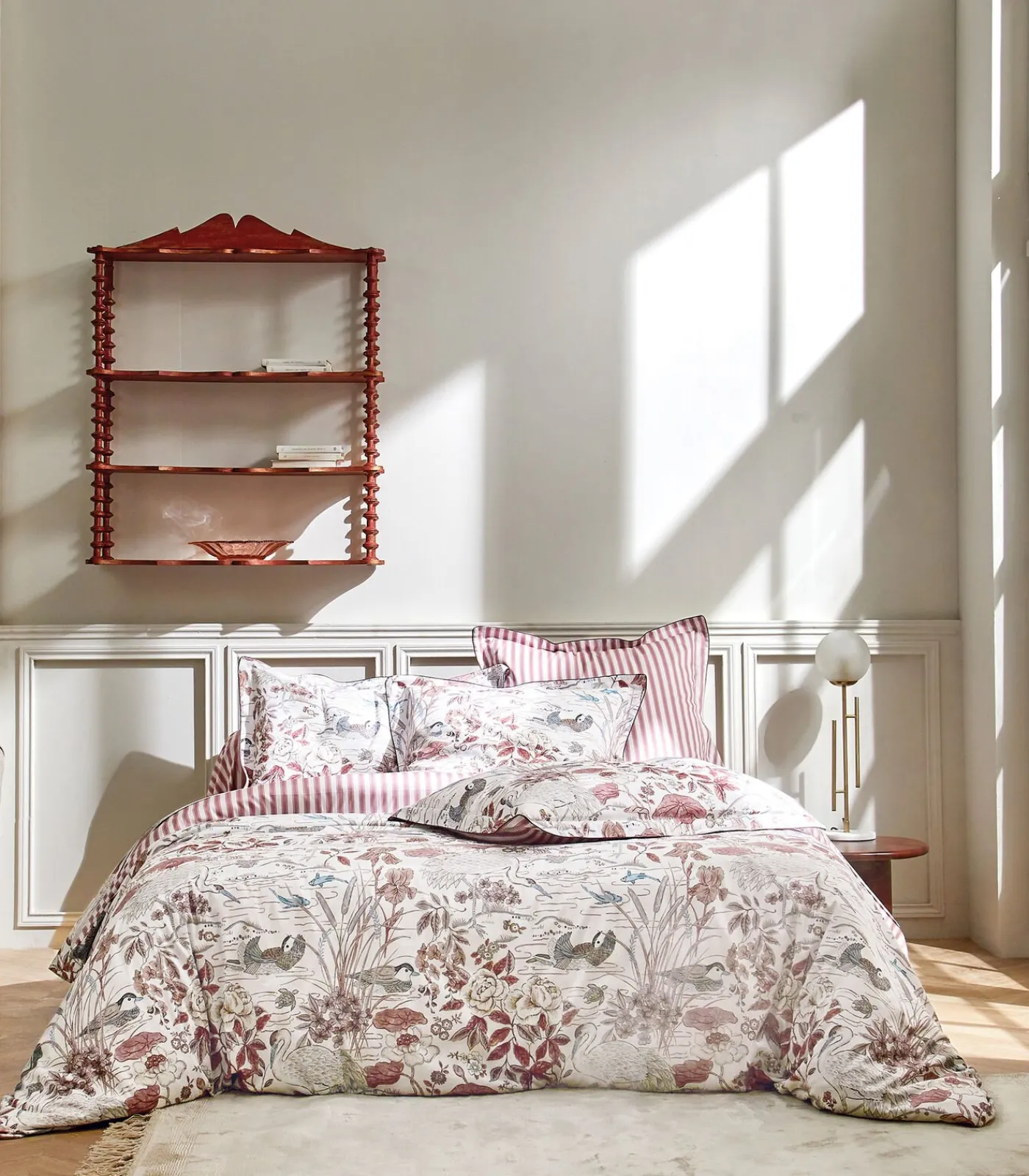 Sanderson WATER GARDEN Rose - Hoeslaken Satijn katoen