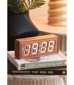 Karlsson Wekker Solid Wood Engraved - Donkerhout - 20x4.5x8cm