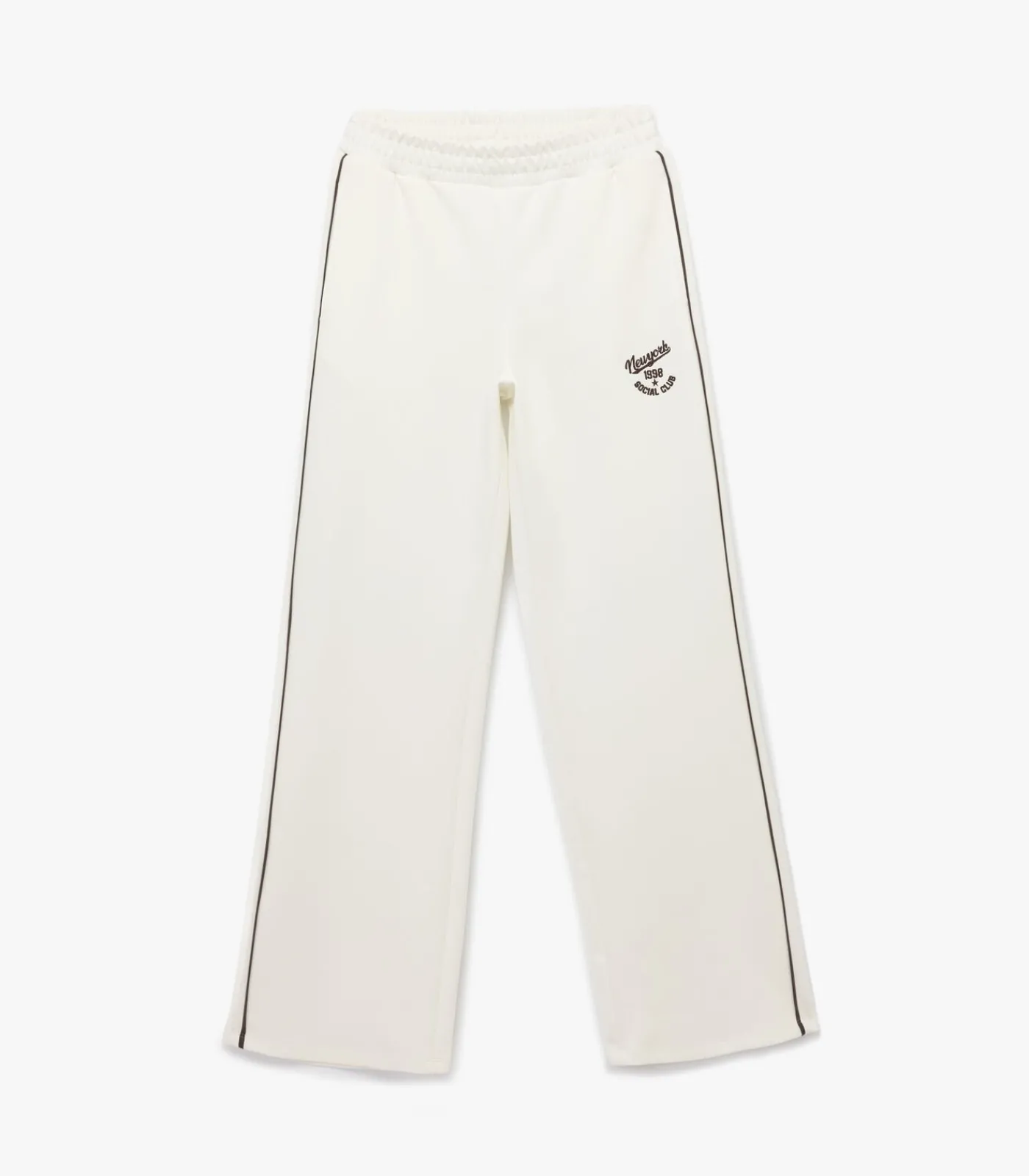 Discount Wijd uitlopende joggingbroek met elastische taille en print DAMES Broeken & Shorts