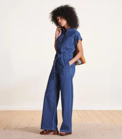 DAMES La Fée Maraboutée Wijde blauwe jumpsuit met ritssluiting