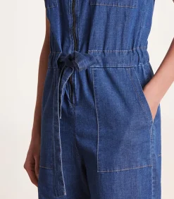 DAMES La Fée Maraboutée Wijde blauwe jumpsuit met ritssluiting