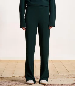 DAMES La Fée Maraboutée Wijde broek in petrolblauwe gebreide stof met elastische tailleband