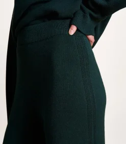 DAMES La Fée Maraboutée Wijde broek in petrolblauwe gebreide stof met elastische tailleband