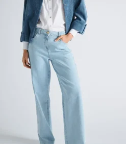 Outlet Wijde lichtblauwe jeans DAMES Jeans