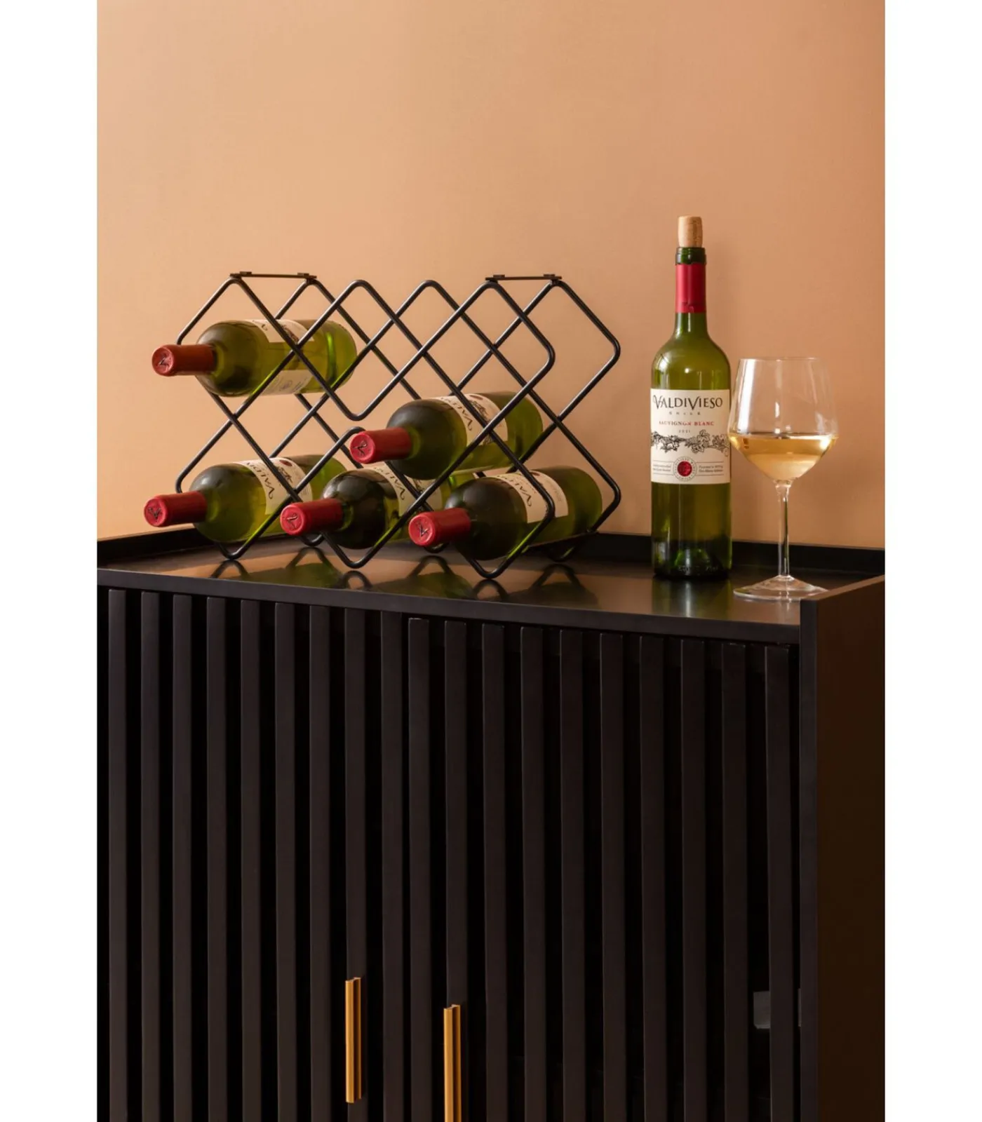 Hot Wijnrek Diamonds - Zwart - 40,5x15,5x27,5cm Keukenaccessoires