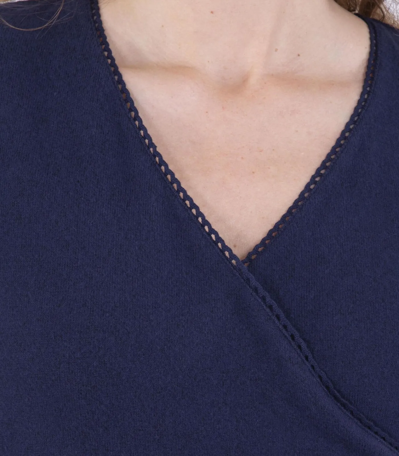 DAMES ISOTONER Wikkel T-shirt in marineblauw voor dames