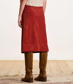 DAMES La Fée Maraboutée Wikkelrok van ribfluweel terracotta