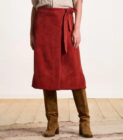 DAMES La Fée Maraboutée Wikkelrok van ribfluweel terracotta