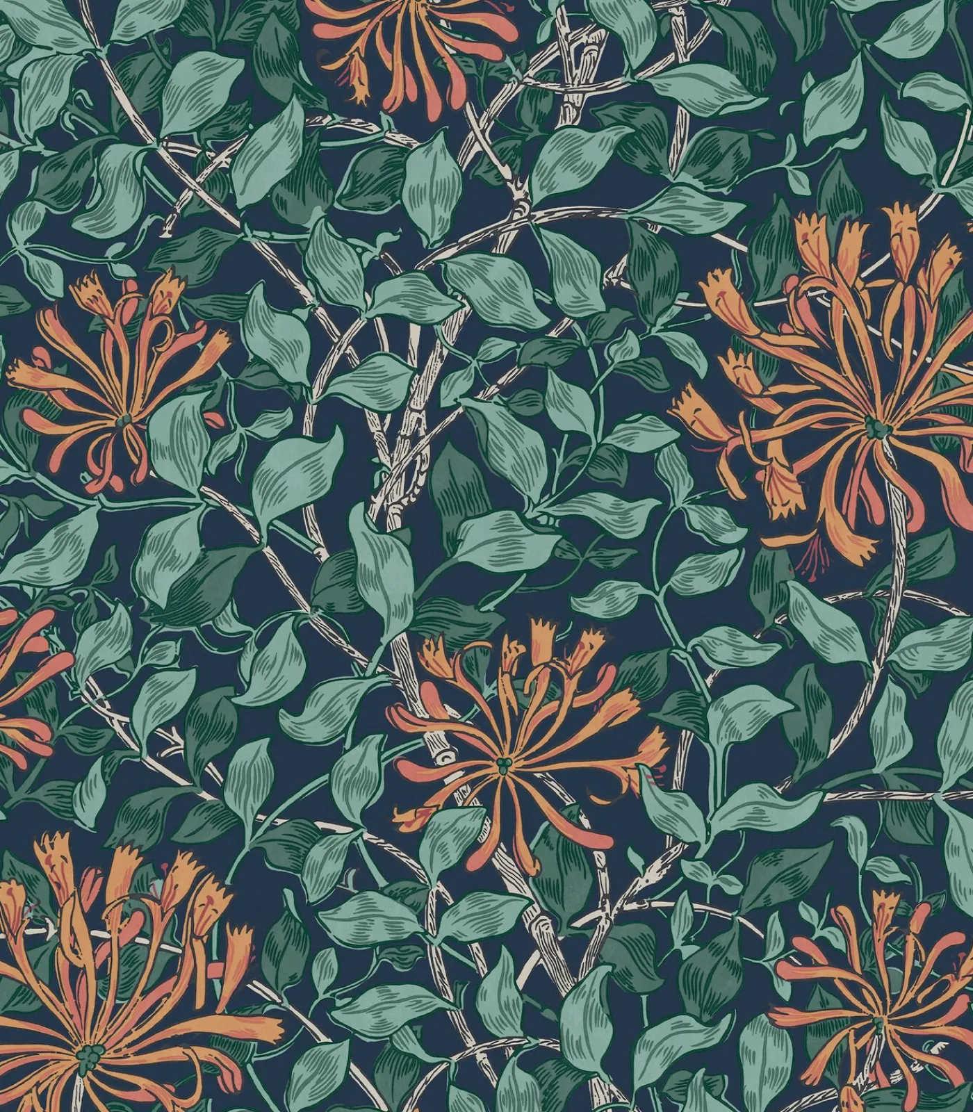 Clearance Vliesbehang - Honeysuckle Tidewater Blue - 1000x52 Wanddecoratie