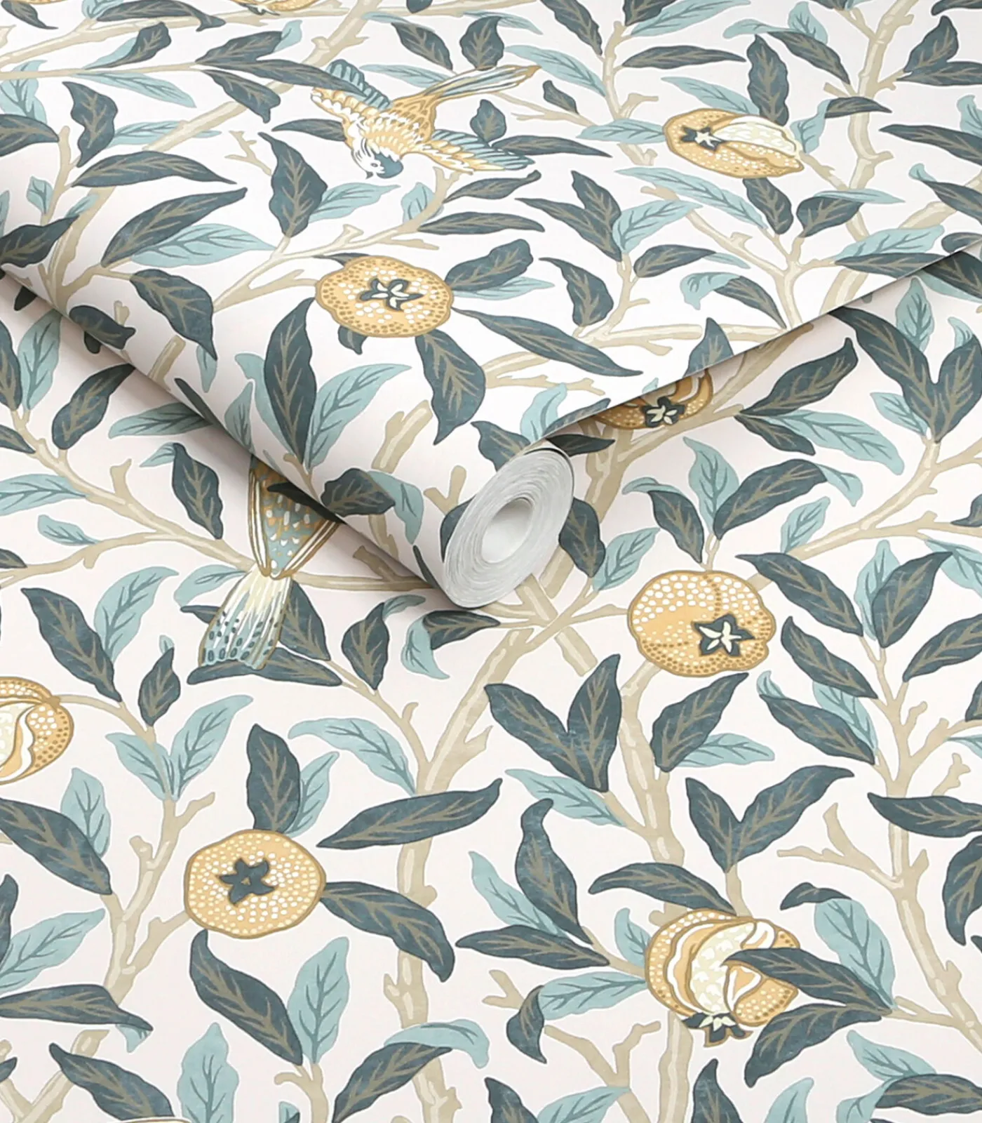 Hot Vliesbehang - Bird & Pomegranate Cloudy Blues - 1000x52 Wanddecoratie