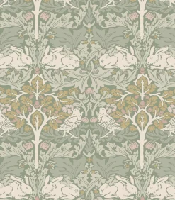 Online Vliesbehang - Brother Rabbit Sage - 1000x52 Wanddecoratie