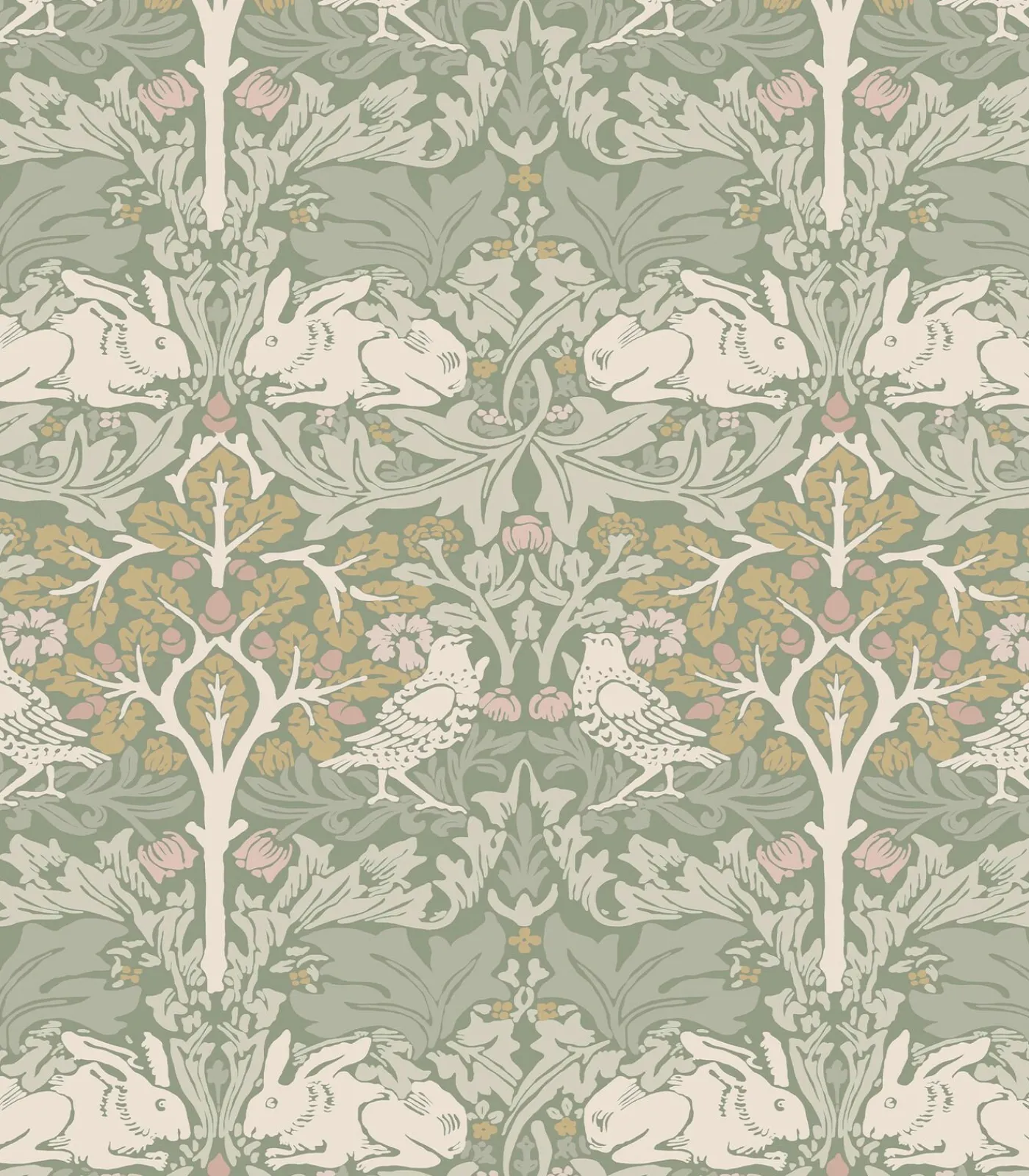 Online Vliesbehang - Brother Rabbit Sage - 1000x52 Wanddecoratie