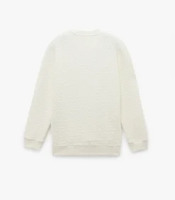 Heren Koton Wit Gestructureerd Sweatshirt Lange Mouwen