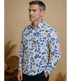 New Wit herenoverhemd met bloemen Heren Hemden