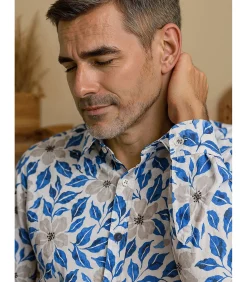 New Wit herenoverhemd met bloemen Heren Hemden