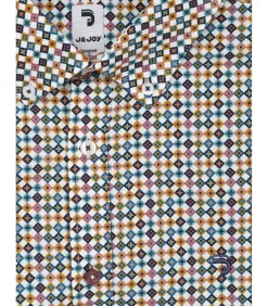 Heren J&JOY Wit herenoverhemd met mozaïek