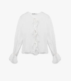Online Witte Blouse Met Lange Mouwen En Volants DAMES Overhemden & Blouses