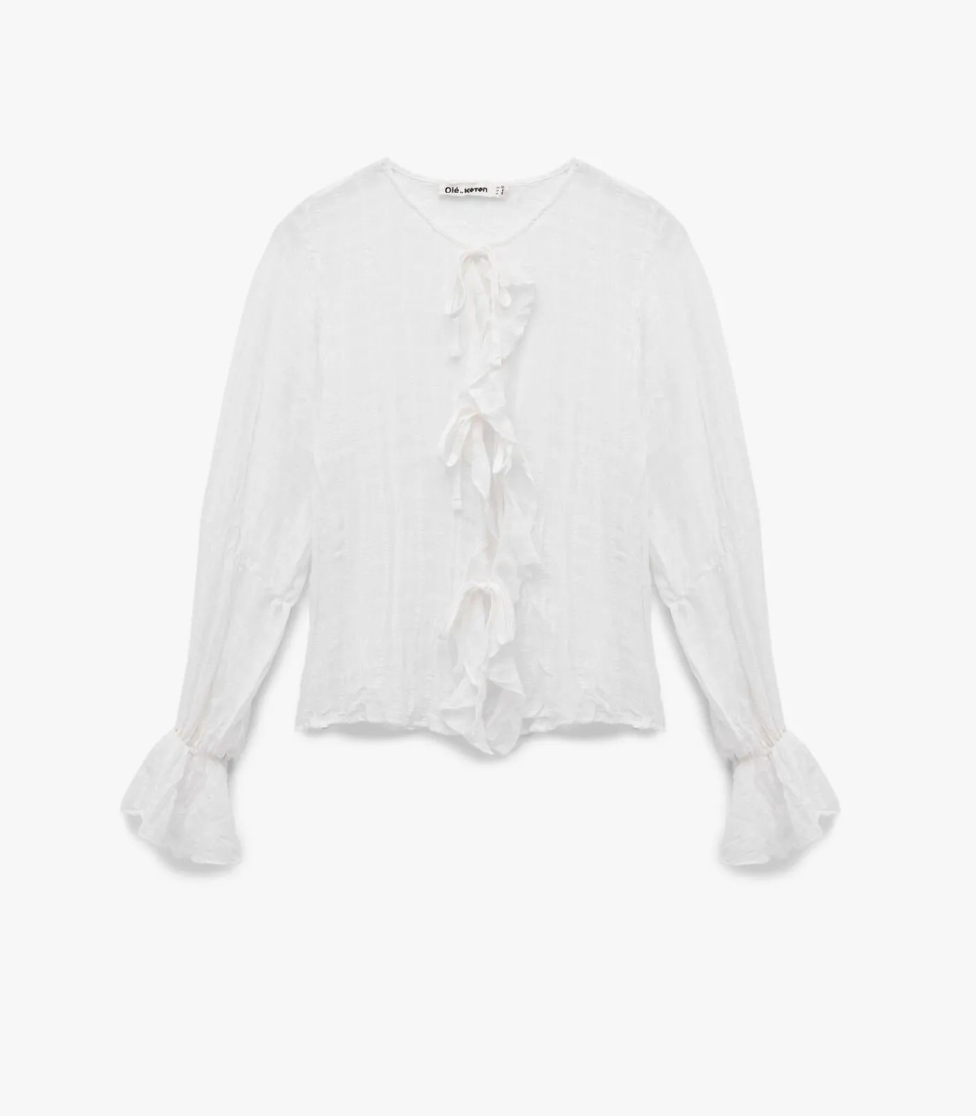 Online Witte Blouse Met Lange Mouwen En Volants DAMES Overhemden & Blouses