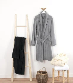 Heren Linandelle Witte katoenen badstof badjas met sjaalkraag xl