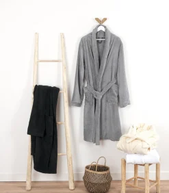 Heren Linandelle Witte katoenen badstof badjas met sjaalkraag xl