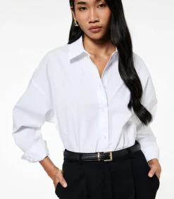 Witte Katoenen Blouse Lange Mouwen DAMES Overhemden & Blouses