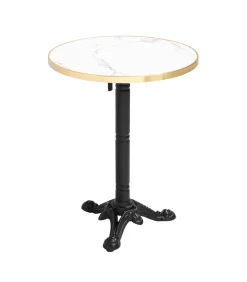 Witte marmeren terrastafel van 60 cm en 2 grijze stoelen Tuinmeubelen