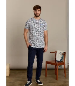 Heren J&JOY Witte T-shirt met bloemenprint