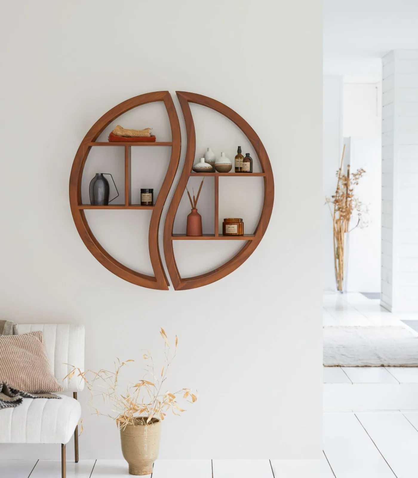 Tikamoon Ying Yang - Wandplank van massief teakhout