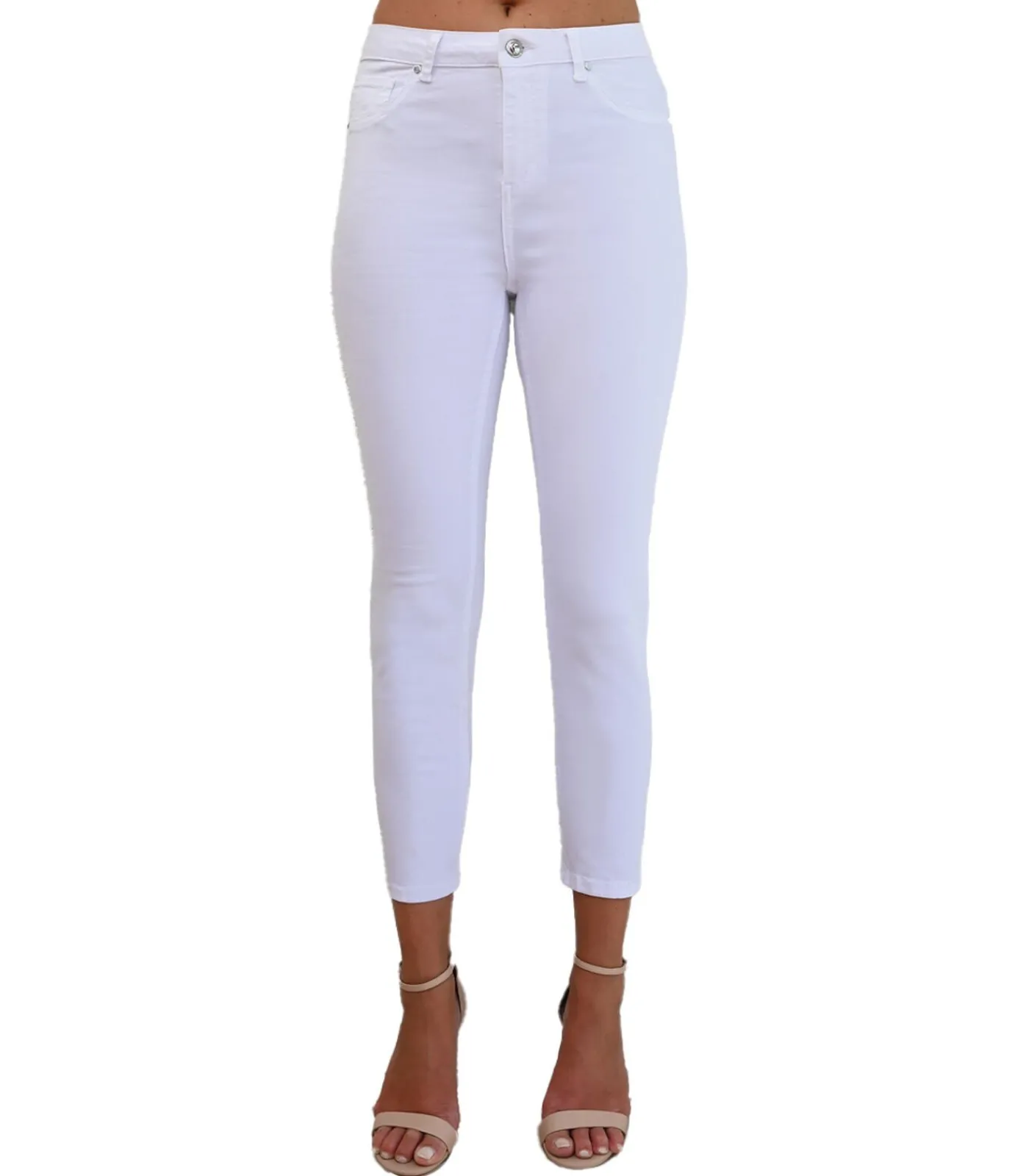 DAMES BLEU D'AZUR YONA - WITTE JEANS MET IKAT-STRASS-STEENTJES