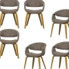 Discount Yossi Eetkamerstoelen Houten Naturel Poot - Bruin - Set van 6 Stoelen