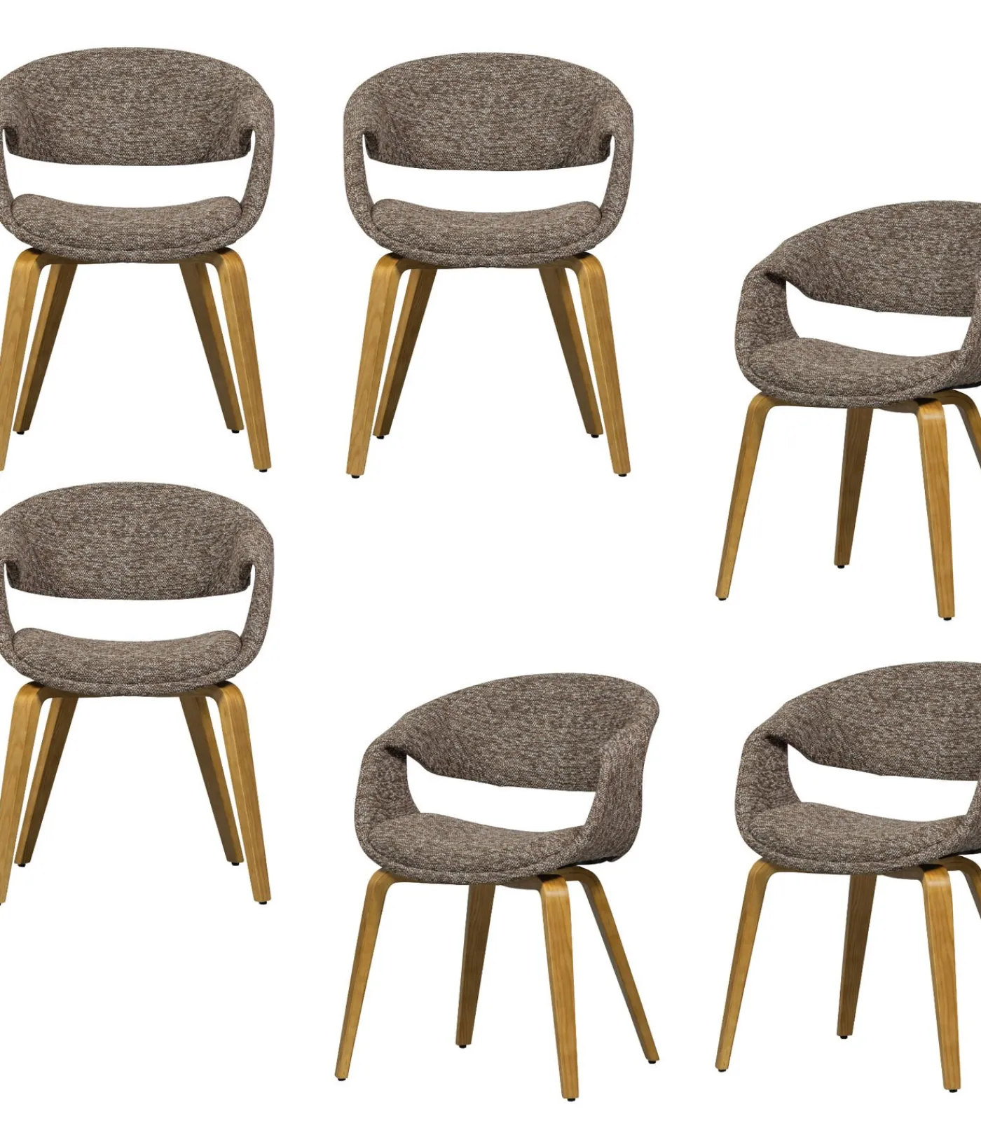 Discount Yossi Eetkamerstoelen Houten Naturel Poot - Bruin - Set van 6 Stoelen
