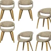 Sale Yossi Eetkamerstoelen Met Houten Naturel Poot - Zand - Set van 6 Stoelen