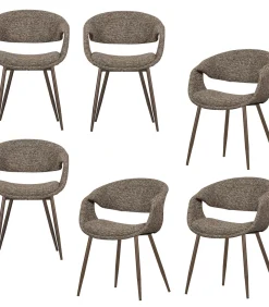 Discount Yossi Eetkamerstoelen Metalen Koper Poot - Bruin - Set van 6 Stoelen