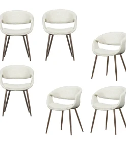 WOOOD Yossi Eetkamerstoelen Metalen Koper Poot - Naturel - Set van 6